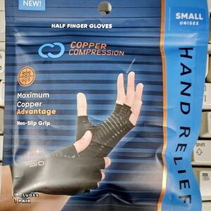 Copper Compression Black Half Finger Gloves